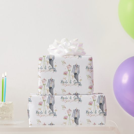 Bruidsjurk voor bruid en bruidegom cadeaupapier (Feestgeschenken)