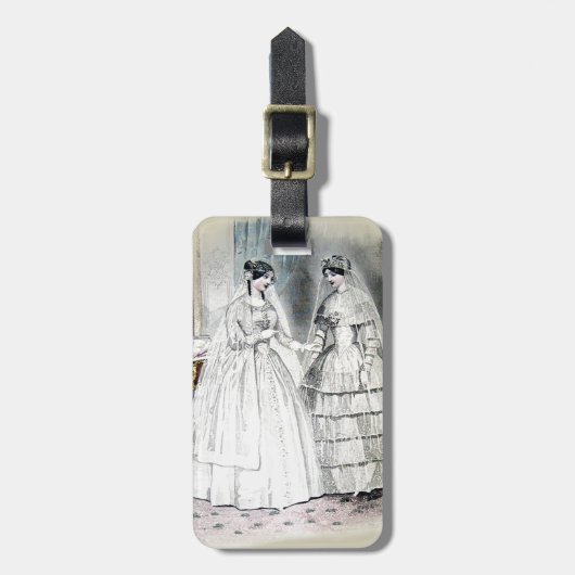Bruidsjurk voor een vintage bruid bagagelabel (Voorkant verticaal)