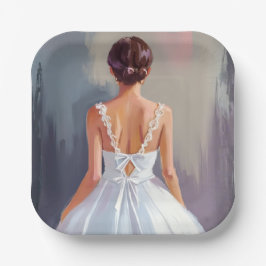Bruidsjurk | Waterverfjurk van witte kant Papieren Bordje