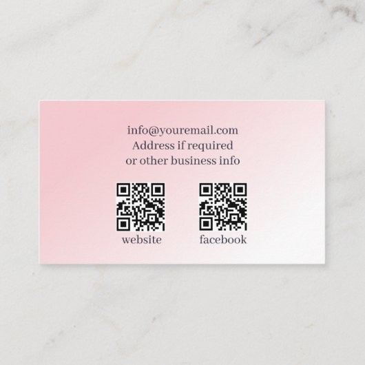 Bruidsjurk wijzigingen met QR code roze Visitekaartje (Achterkant)