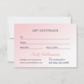 Bruidsjurk Wijzigingen Roze Cadeaubon (Achterkant)