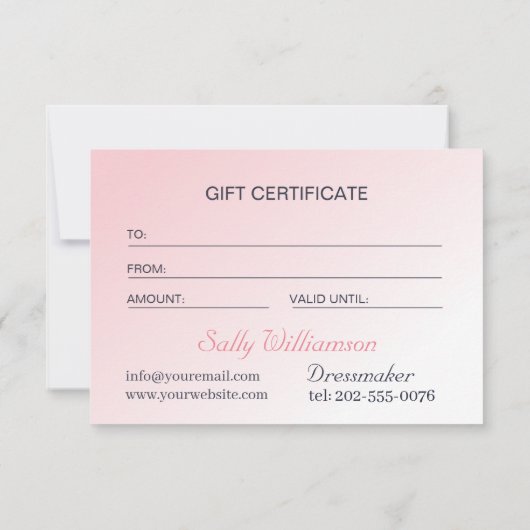 Bruidsjurk Wijzigingen Roze Cadeaubon (Achterkant)