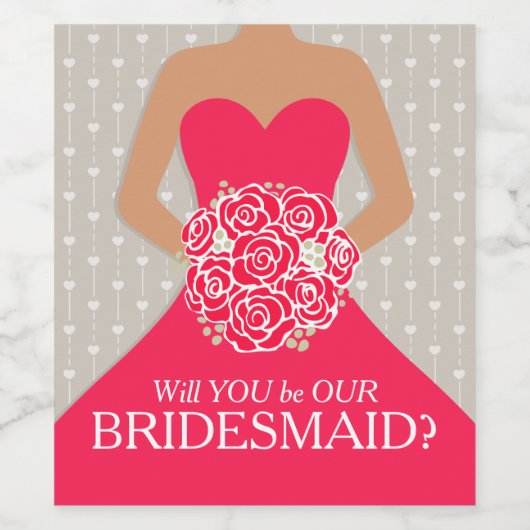 Bruidsjurk wil je onze bruidsmeisje wijnlabels wijn etiket (Enkel label)