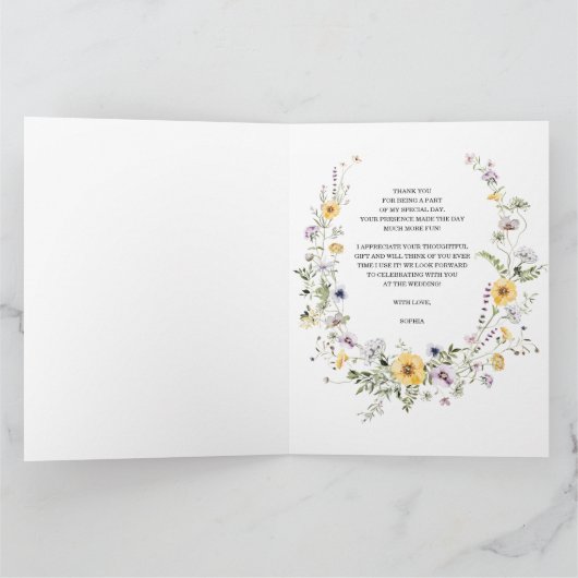 Bruidsjurk Wildflower Bee Dankkaart Bedankkaart (Binnen)