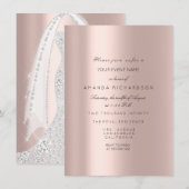 Bruidsjurk Wit Jurk Spark Roze Roos Diamant Kaart (Voorkant / Achterkant)