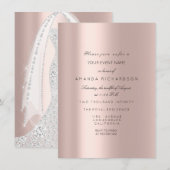 Bruidsjurk Wit met Roze Roos Diamant Kaart (Voorkant / Achterkant)