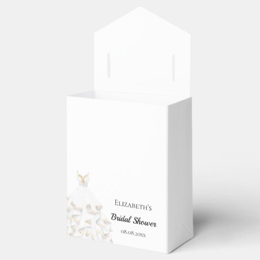 Bruidsjurk witte gouden glinsterende jurk dank je bedankdoosjes (Geopend)