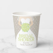 Bruidsjurk witte jurk groene rozen papieren bekers (Achterkant)