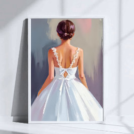 Bruidsjurk | Witte Kanten Jurk Waterverf Poster