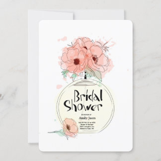 Bruidsjurkparfumfles met bloemen kaart