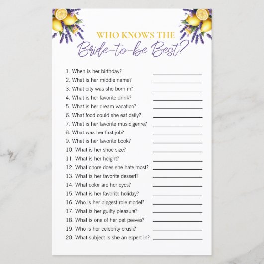 Bruidsjurypel "Wie kent de bruid" Bruids Shower-sp (Voorkant)