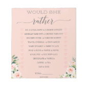 Bruidsjuryshower 'Zou zij liever' spelnotitieblok  Notitieblok (Voorkant)