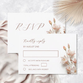 Bruidskaart Blush 3D Boho Bloemen RSVP Kaartje