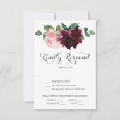 Bruidskaart Blush Burgundy RSVP Kaart (Voorkant)