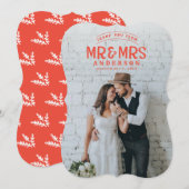 Bruidskaart dank je wel met rustieke foto feestdagenkaart (Voorkant / Achterkant)