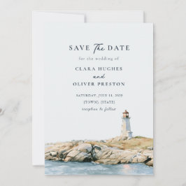 Bruidskaart Kustmist Leisteen Navy Serif Kustbaken Save The Date