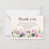 Bruidskaart met bloemen bedanken notitiekaartje (Voorkant)