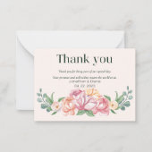 Bruidskaart met bloemen bedanken notitiekaartje (Voorkant)