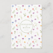 Bruidskaart met details van lente wilde bloemen informatiekaartje (Achterkant)