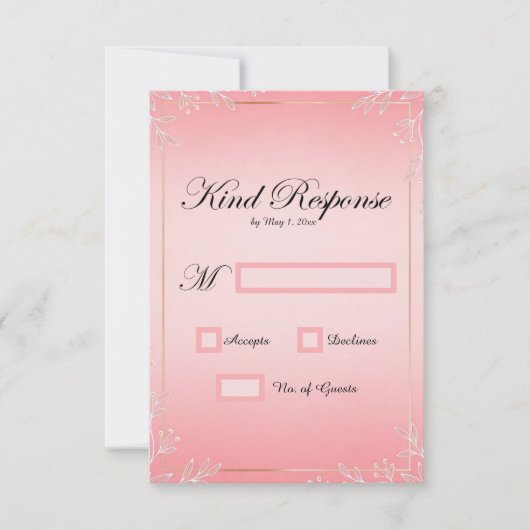 Bruidskaart RSVP Bubblegum Blush Kaartje (Voorkant)