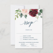 Bruidskaart RSVP Burgundy Navy Kaart (Voorkant)