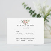 Bruidskaart RSVP met bloemmotief Kaart (Staand voorkant)