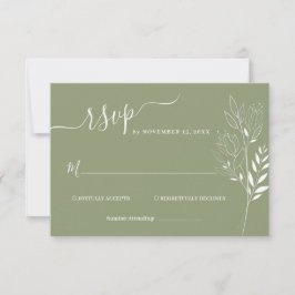 Bruidskaart RSVP met wilde bloemen en blad Kaartje