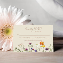 Bruidskaart RSVP wilde bloementuin Kaartje