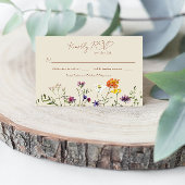Bruidskaart RSVP wilde bloementuin Kaartje