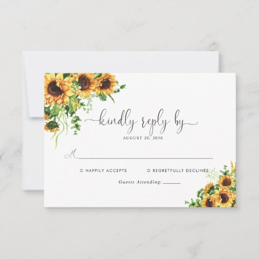 Bruidskaart RSVP Zonnebloem Kaartje (Voorkant)