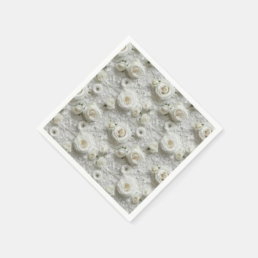 Bruidskant en witte rozen servet (Hoek)