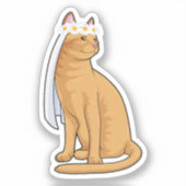 Bruidskat met sluier sticker (Voorkant)
