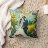 Bruidskussen in Van Gogh stijl met levendige kleur Kussen (Deken)