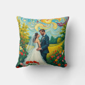 Bruidskussen in Van Gogh stijl met levendige kleur Kussen (Achterkant)
