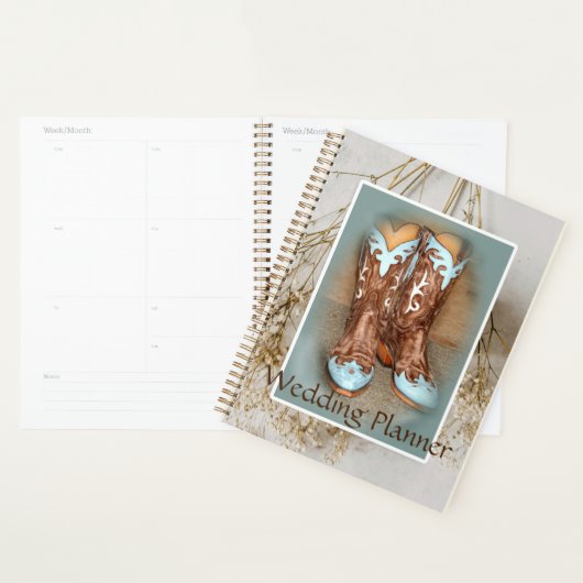 Bruidslaarzen en Baby's Breath Bruiloft Planner (Display)