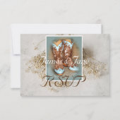 Bruidslaarzen met Gedroogde Baby's Breath RSVP Kaartje (Voorkant)