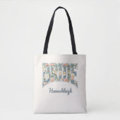 BRUIDSLETTER Met Varsity Lettering Blauw Retro Blo Tote Bag (Voorkant)
