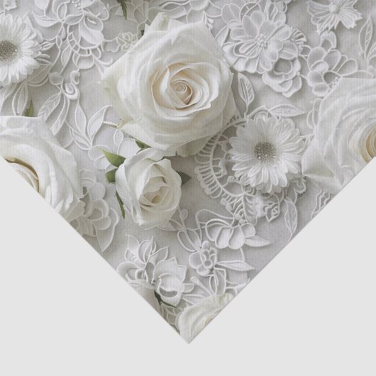 Bruidslovertjes en Witte Rozen Tissuepapier (Detail)