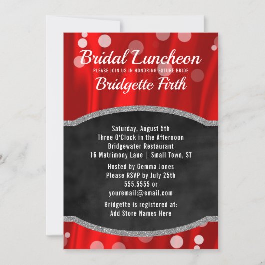 bruidslunch | Elegant rood zwart Vrijgezellenfeest Kaart (Voorkant)