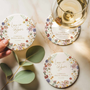 Bruidslunch Wildflower Love in Bloom Ronde Kartonnen Onderzetter
