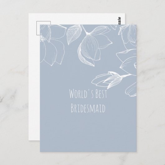 BRUIDSMAIDJES CADO'S Stof Blauw Witte Magnolia's Briefkaart (Voorkant / Achterkant)