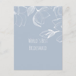 BRUIDSMAIDJES CADO'S Stof Blauw Witte Magnolia's Briefkaart