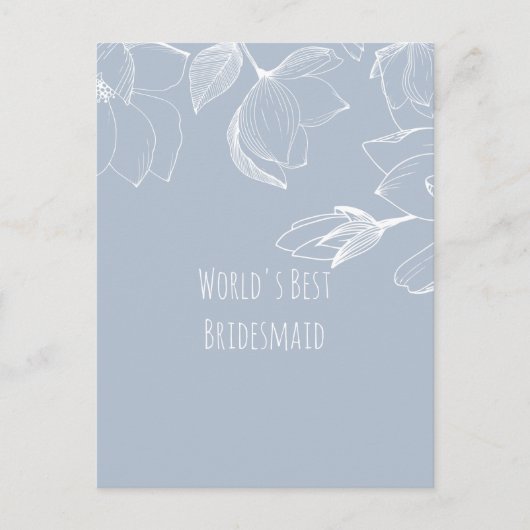 BRUIDSMAIDJES CADO'S Stof Blauw Witte Magnolia's Briefkaart (Voorkant)
