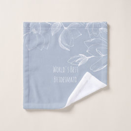 BRUIDSMAISJES GEVEN Stof Blauw Witte Magnolia's Washandje