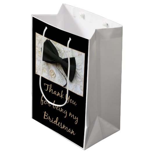 Bruidsman dank u medium cadeauzakje (Voorkant Gekanteld)