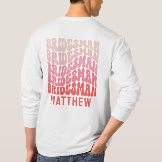 Bruidsman Roze moderne girly retro 60's eenvoudig T-shirt (Achterkant)