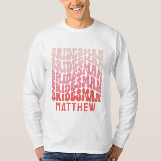 Bruidsman Roze moderne girly retro 60's eenvoudig T-shirt (Voorkant)