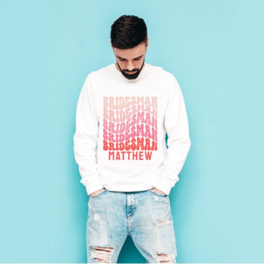 Bruidsman Roze moderne girly retro 60's eenvoudig T-shirt