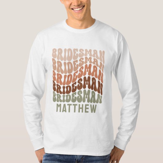 Bruidsman salie groen bruin modern retro jaren 60  t-shirt (Voorkant)