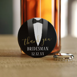Bruidsman Trouw Dank Je Tuxedo Flesopener Button Flesopener
